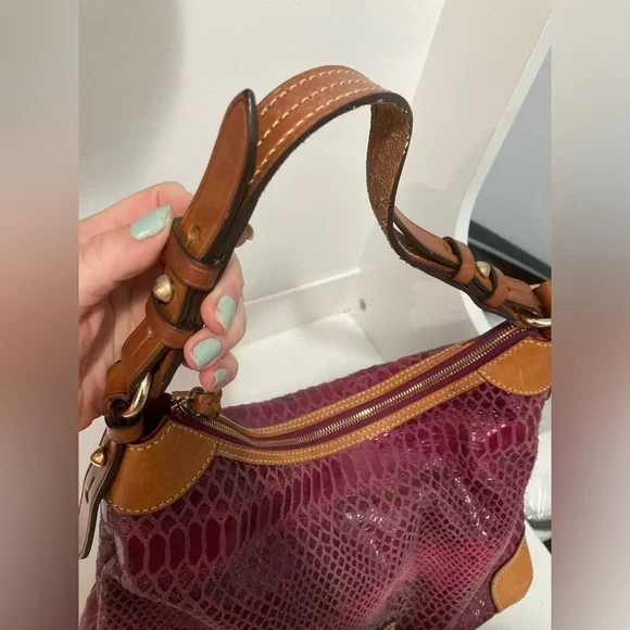 Dooney & Bourke Erica Hobo Rasberry Snakeskin Hobo Bag - Picture 7 of 14